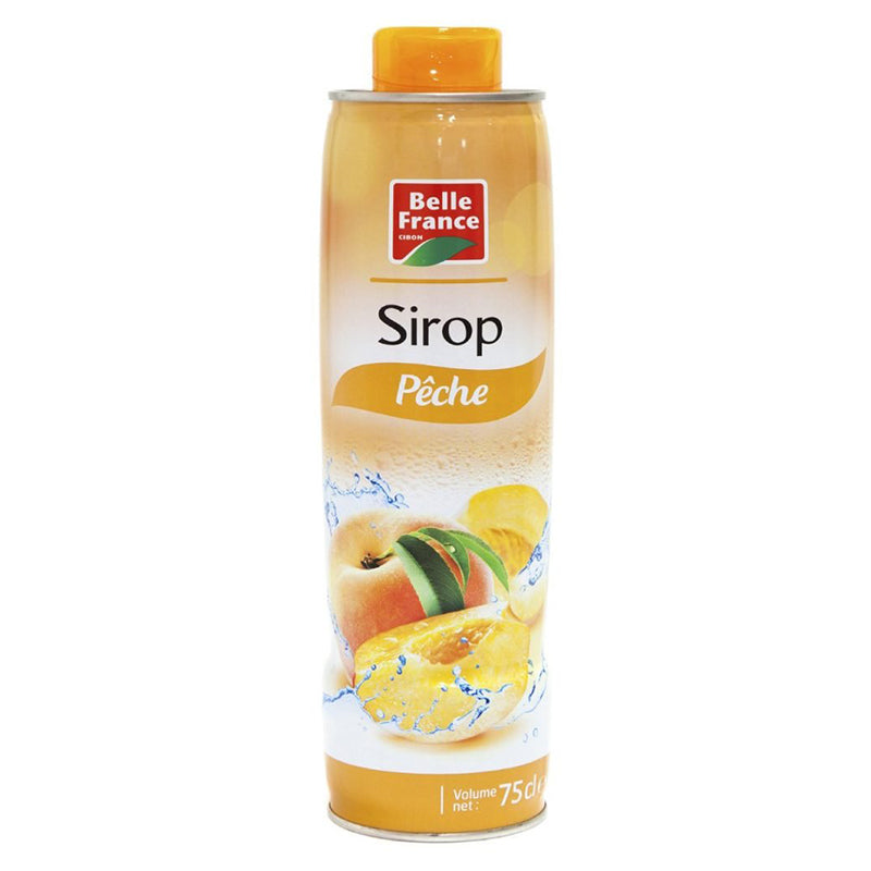 Belle France Sirop Pêche 75 cl Pack de 6 – Sirop de Fruits Naturel