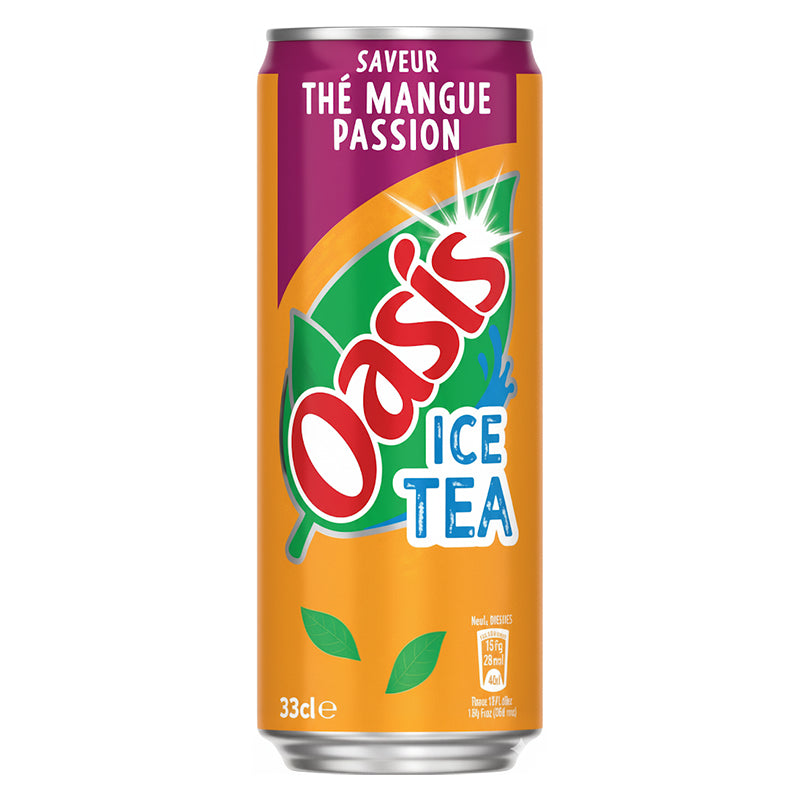 Oasis Ice Thé Mangue Passion 33 cl Pack de 24 – Boisson Rafraîchissante