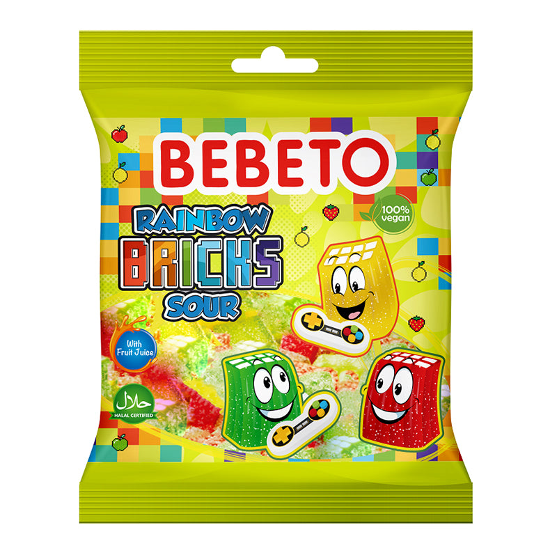 Bebeto Rainbow Bricks Sour 80gr – Confiserie