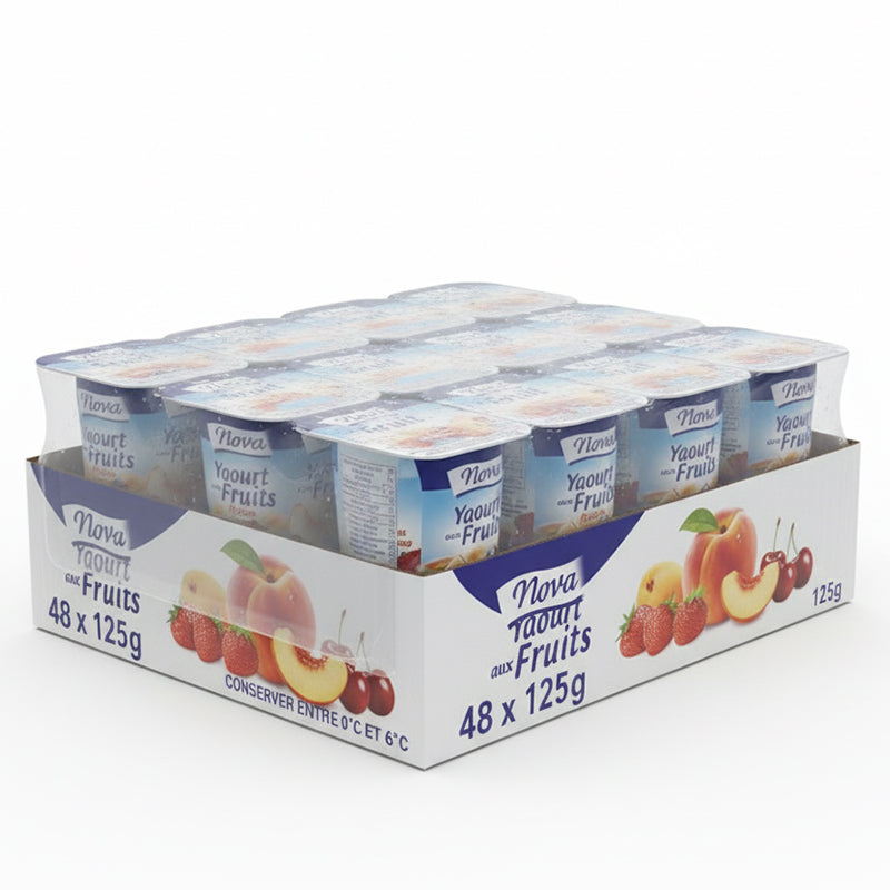 Nova Yaourt Lait Entier 8% Fruits – Pack de 48 Produits Laitiers
