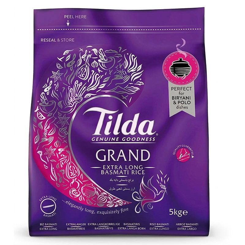 Riz basmati TILDA Grand Ex Long Blanc 5kg – promo, riz parfumé de qualité supérieure
