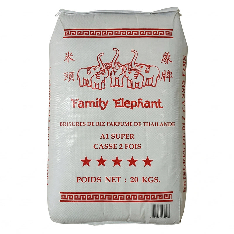 Broken rice 2 times Cambodia 20kg FAMILY ELEPHANT – quality parboiled rice