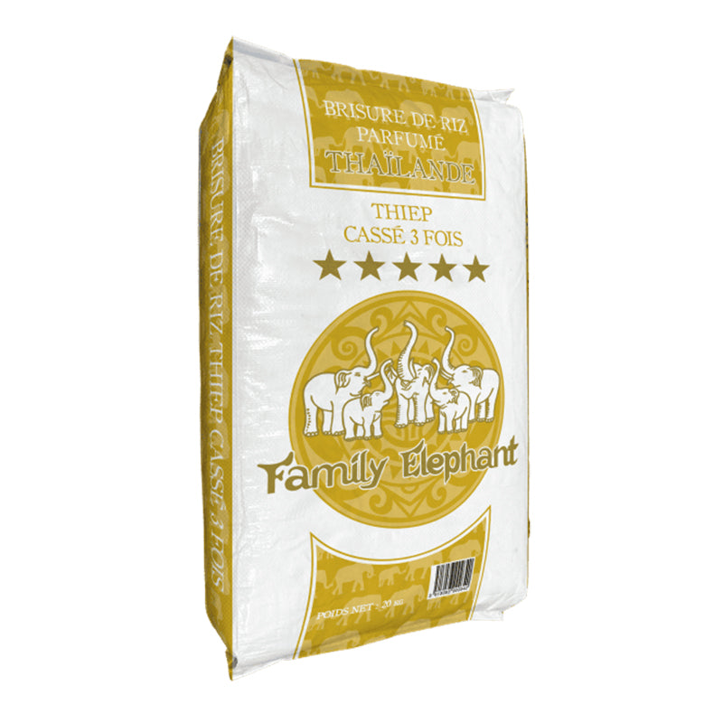 Broken rice 3 times Thailand 5kg x5 FAMILY ELEPHANT – convenient pack of parboiled rice