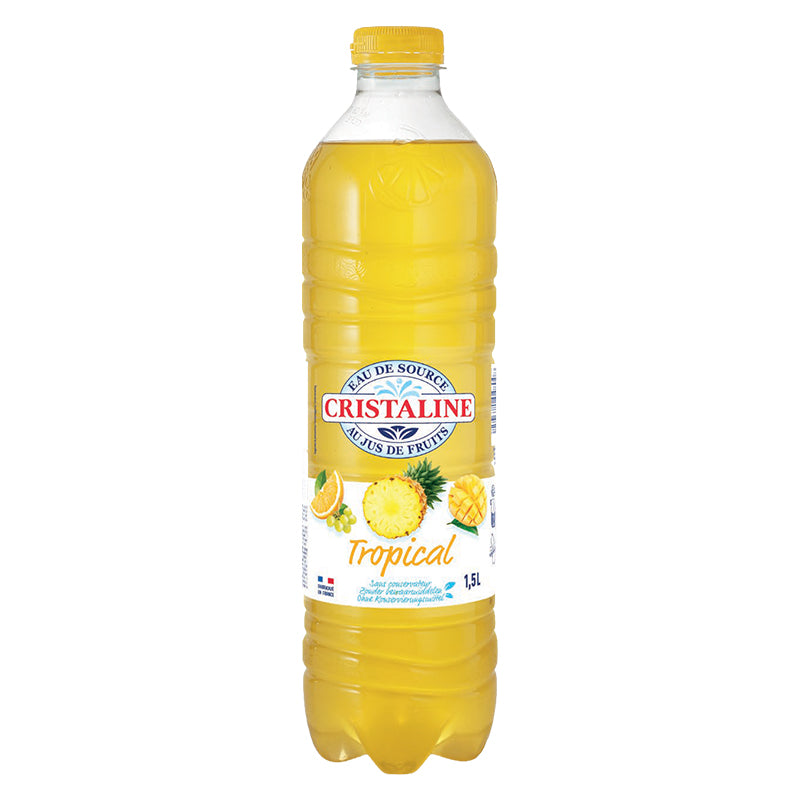 Cristaline Tropical 1,5L x 6 Bouteilles – Eau Aromatisée Tropicale, Pack Promo Rafraîchissant