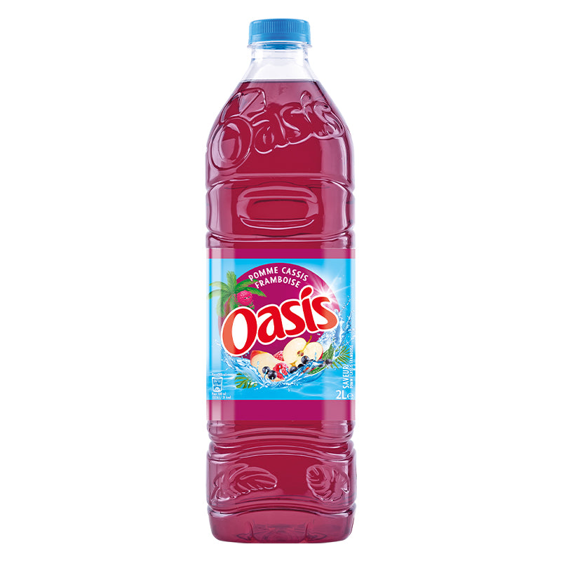 Oasis Pomme Cassis Framboise 2L x 4 Bouteilles – Boisson aux Fruits, Pack Familial Économique