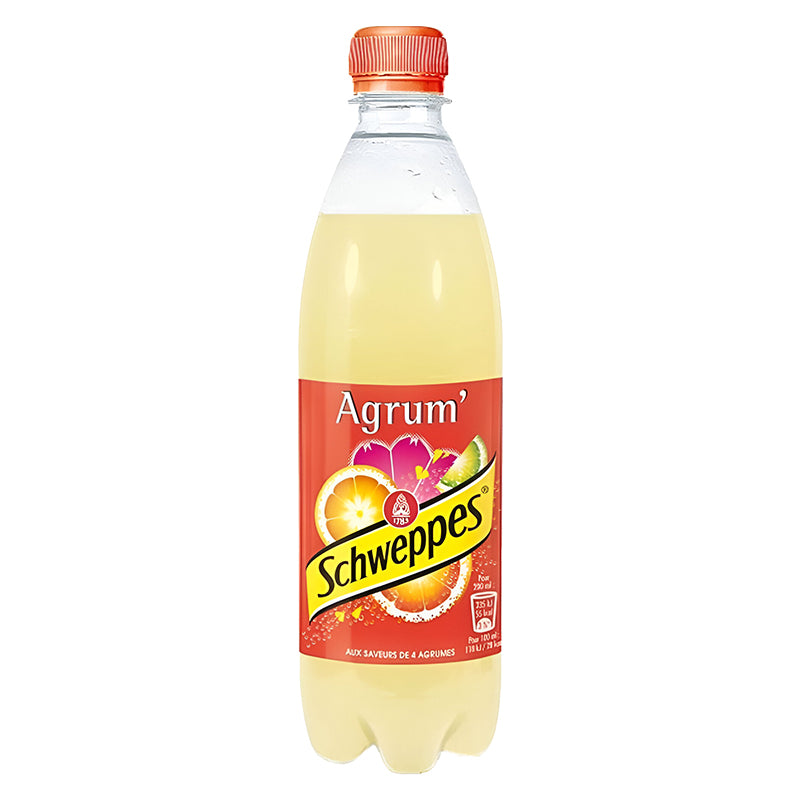 Schweppes Agrumes 50cl x 24 Bouteilles – Boisson Gazeuse aux Agrumes, Pack Format Familial