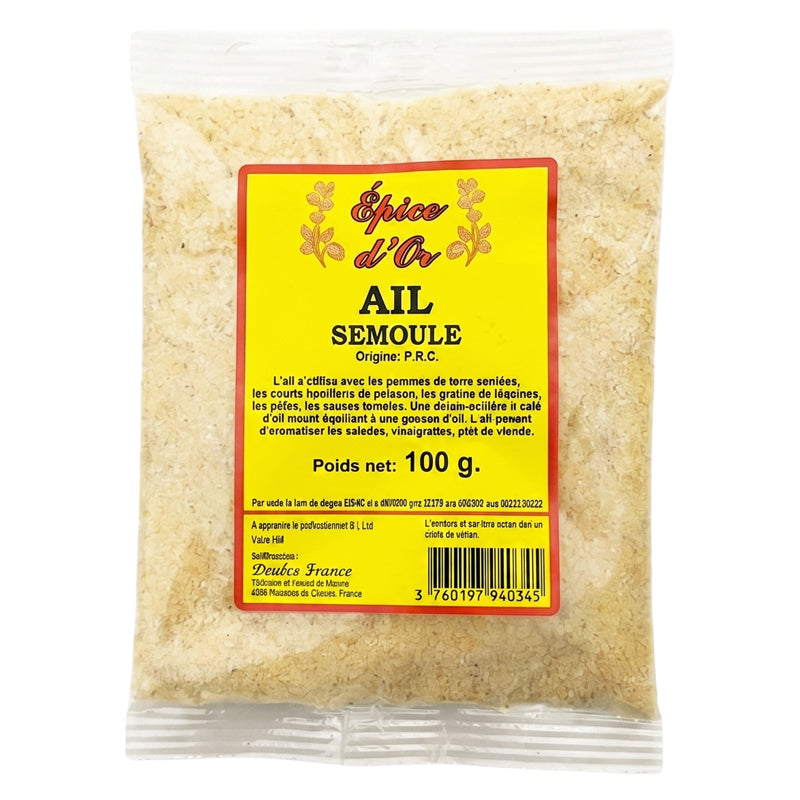 Epice d'Or Ail Semoule 100g x 20 Pack – Granulés d'Ail Séché en Gros
