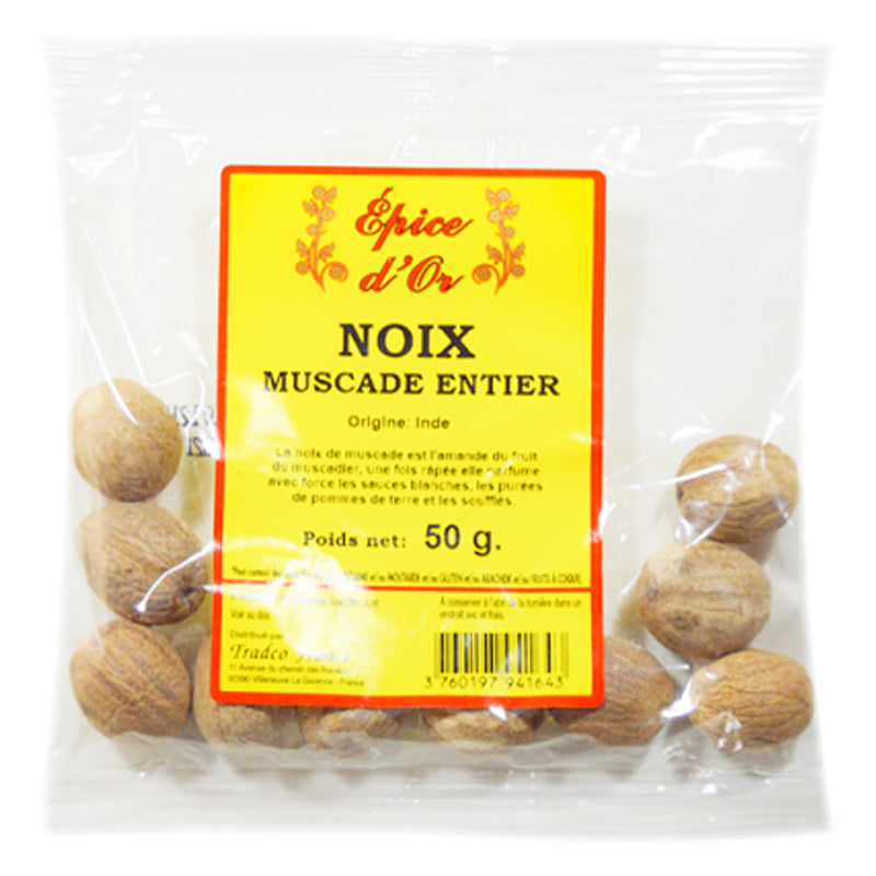 Epice d'Or Muscade Boule (Entière) 50g x 20 Pack – Noix de Muscade de Qualité Supérieure