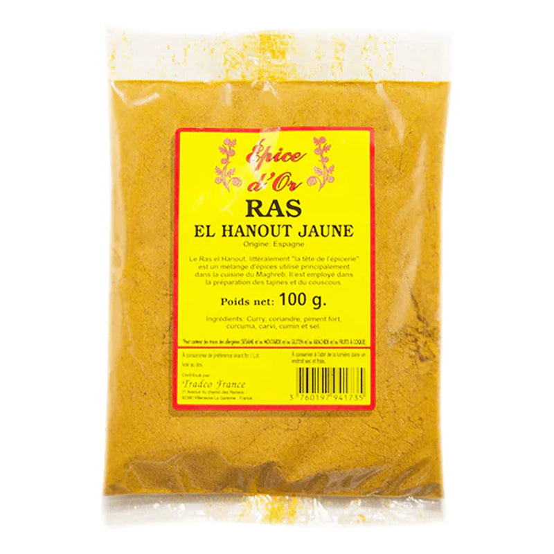 Raz El Hanout Jaune 100g x 20 Pack – Mélange d'Épices Maghrébin Authentique