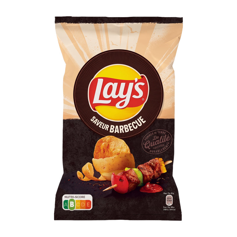CHIPS LAYS BBQ 145G X 20 – Chips Saveur Barbecue Fumée en Carton Grossiste Snack Apéritif
