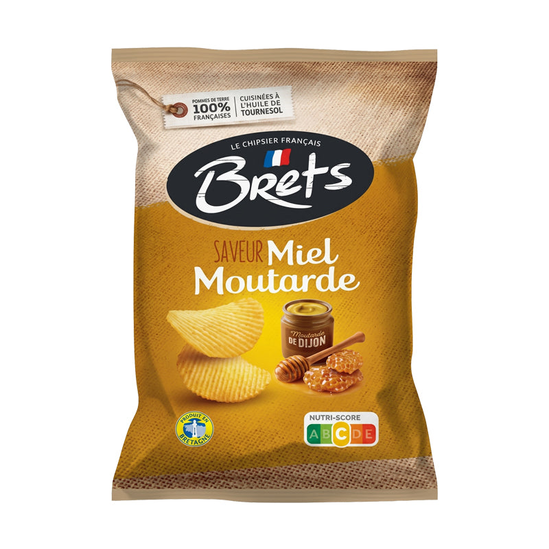 CHIPS BRET'S MIEL & MOUTARDE 125G X 10 – Chips Saveur Miel et Moutarde en Carton Grossiste Snack Apéritif