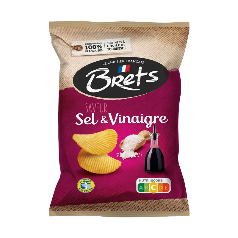 CHIPS BRET'S SEL & VINAIGRE 125G X 10 – Chips Saveur Sel et Vinaigre en Carton Grossiste Snack Apéritif