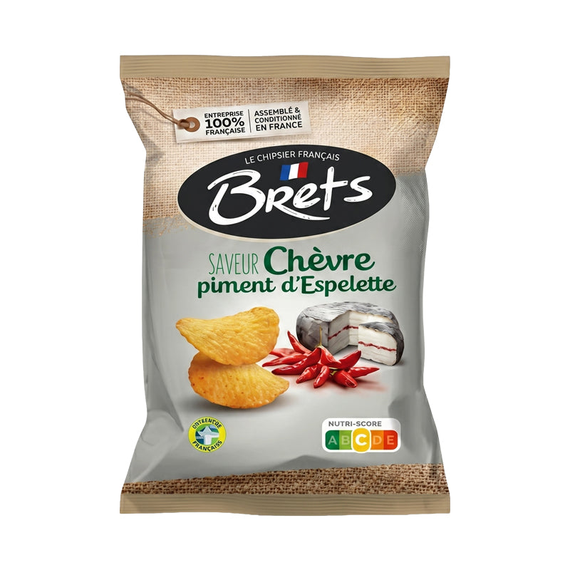 CHIPS BRET'S CHEVRE PIMENT 125G X10 – Chips Saveur Chèvre et Piment en Carton Grossiste Snack Apéritif