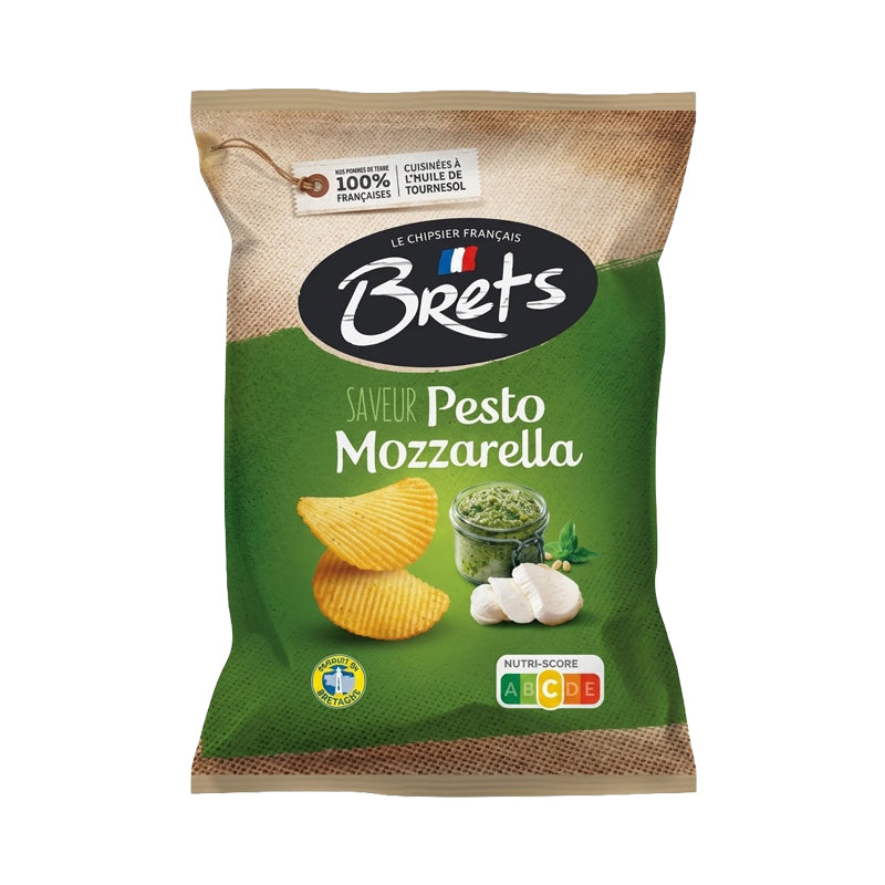 CHIPS BRET'S PESTO MOZZARELLA 125G X 10 – Chips Saveur Pesto et Mozzarella en Carton Grossiste Snack Apéritif