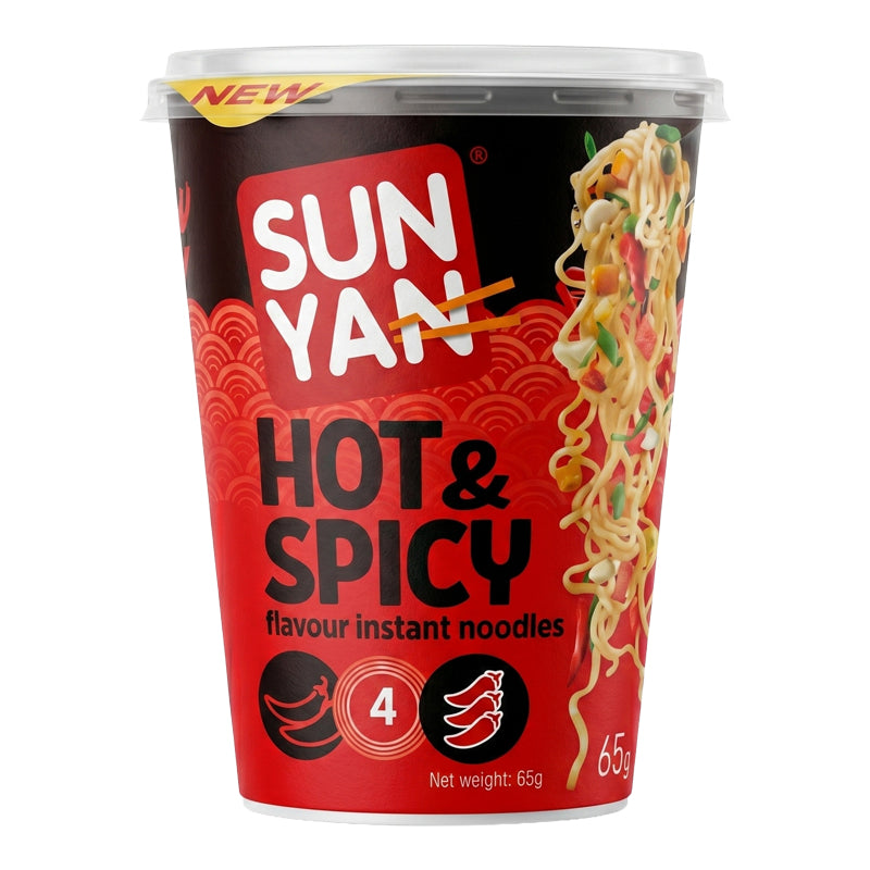 Sun Yan Cup Noodles Hot & Spicy – Nouilles Instantanées Épicées en Carton Grossiste Épicerie Asiatique