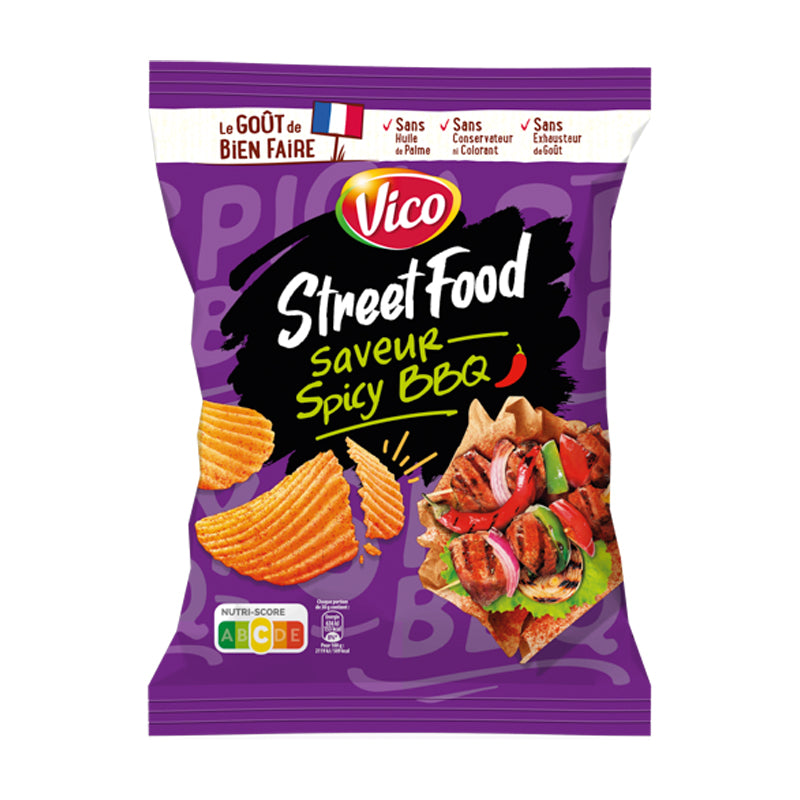 Vico Chips Street Food Spicy BBQ – Chips Saveur Street Food Spicy BBQ en Carton Grossiste Snack Apéritif