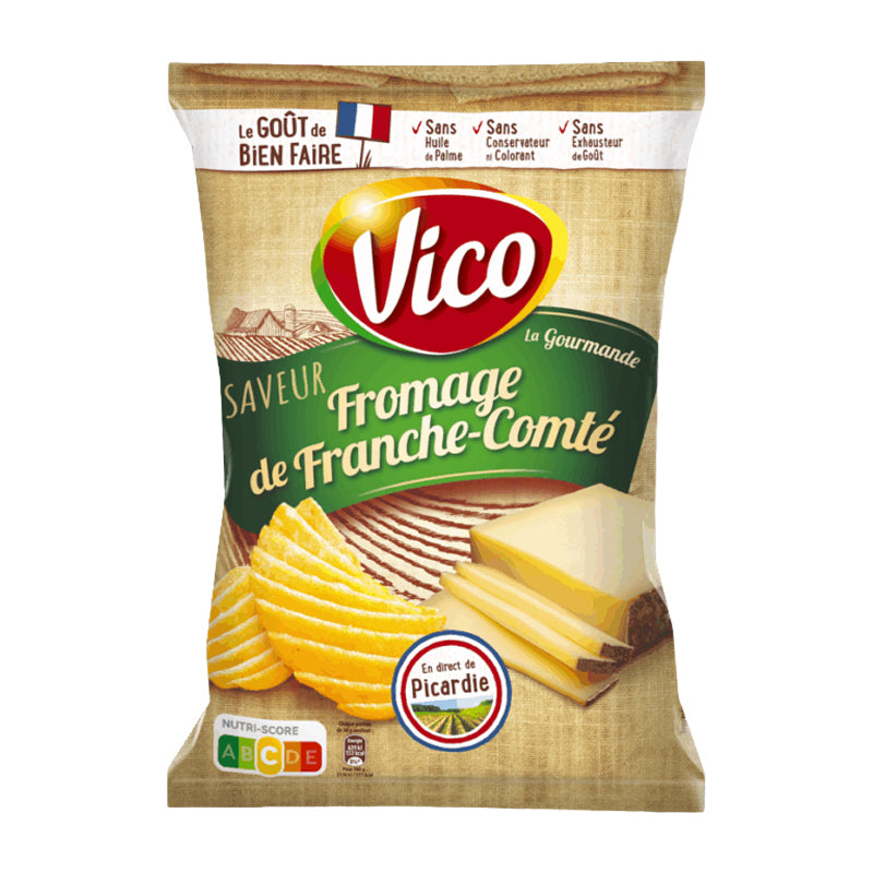 Vico Chips La Gourmande Fromage de Franche-Comté – Chips Gourmandes Saveur Fromage de Franche-Comté en Carton Grossiste Snack Apéritif