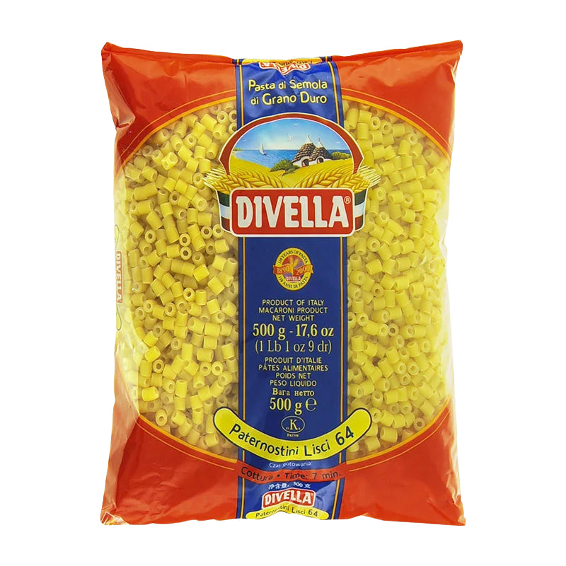 DIVELLA Paternosti Lisci Pasta 500g x 24 | Authentic Italian Smooth Ring Pasta