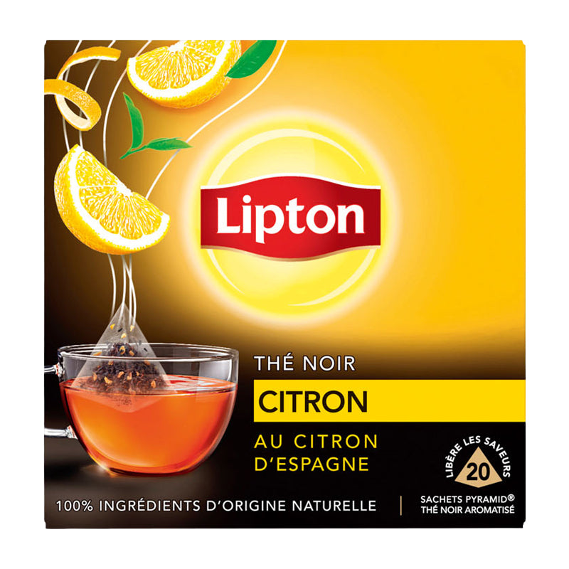 Lipton Thé Noir Citron 12 x 34g – Thé Noir au Citron aux Saveurs Intenses