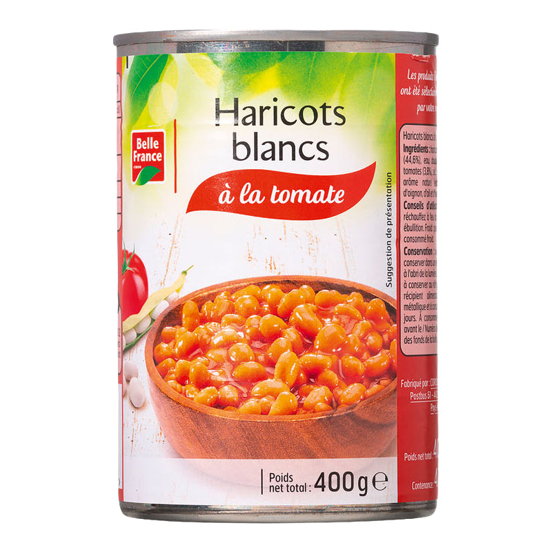 Haricots Blancs à la Tomate 400g x 12 – Haricots Cuisinés dans une Savoureuse Sauce Tomate