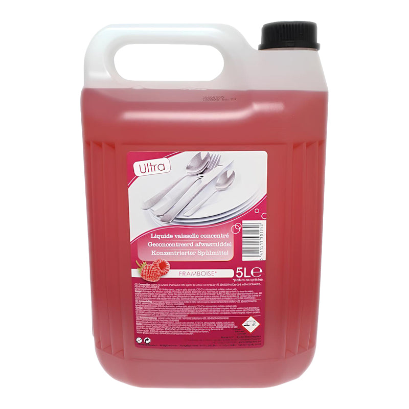 Liquide Vaisselle Concentré Framboise 5 L | Nettoyant Vaisselle Professionnel