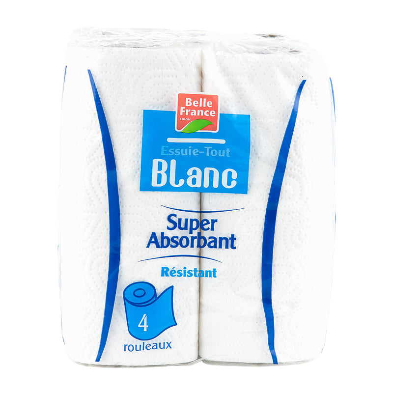 Essuie-Tout Blanc 4 Rouleaux x4 | Papier Absorbant