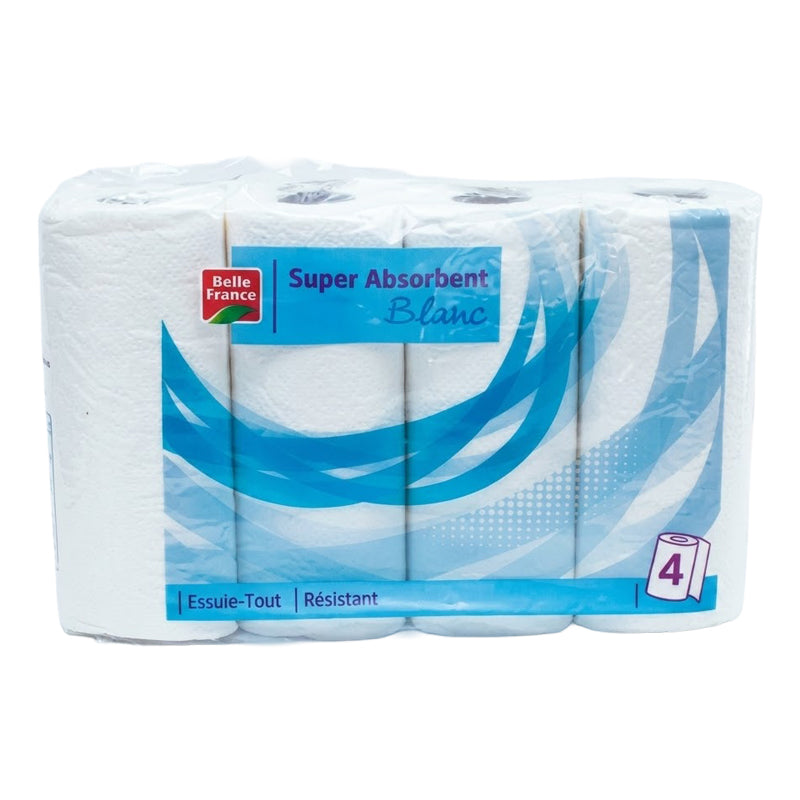 Essuie-Tout Blanc Super Absorbant 4 Rouleaux x14 | Papier Cuisine