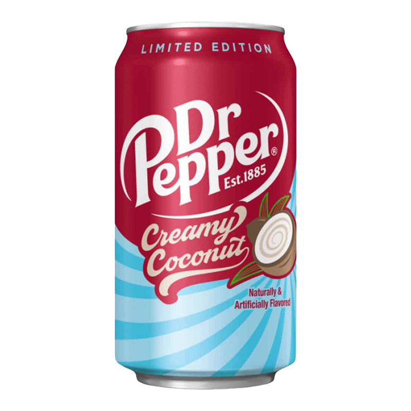 Dr Pepper Creamy Coconut Soda 355ml x 12 – Pack de 12 | Soda Saveur Noix de Coco