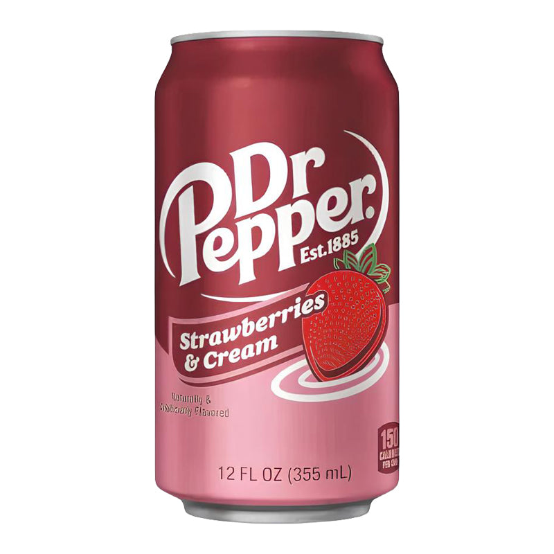 Dr Pepper Strawberry Cream 355ml x 12 – Pack de 12 | Soda Saveur Fraise & Crème