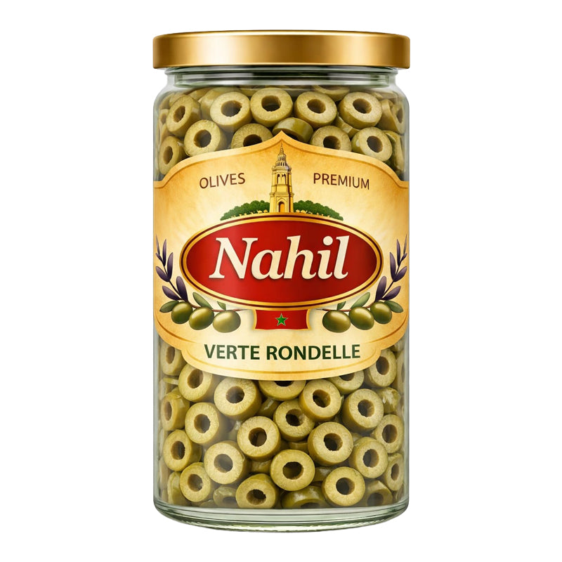 NAHIL Olives Vertes Piquantes 400g x 8 Bocal – Carton de 8 | Olives Épicées