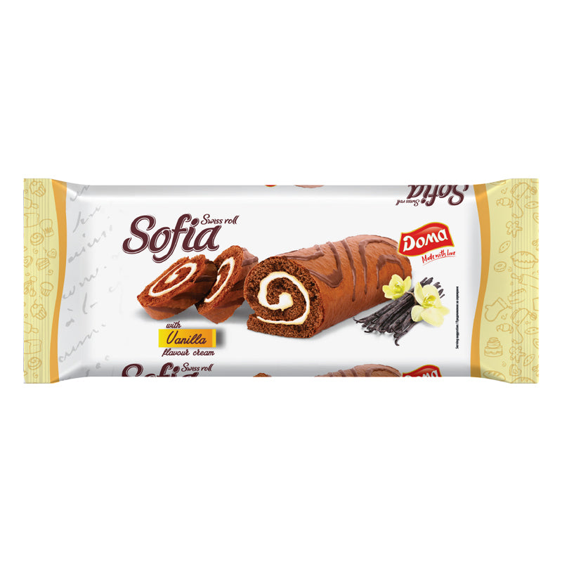 DOMA Sofia Swiss Roll Vanille 200g (CT10) – Carton de 10 | Gâteau Roulé à la Vanille