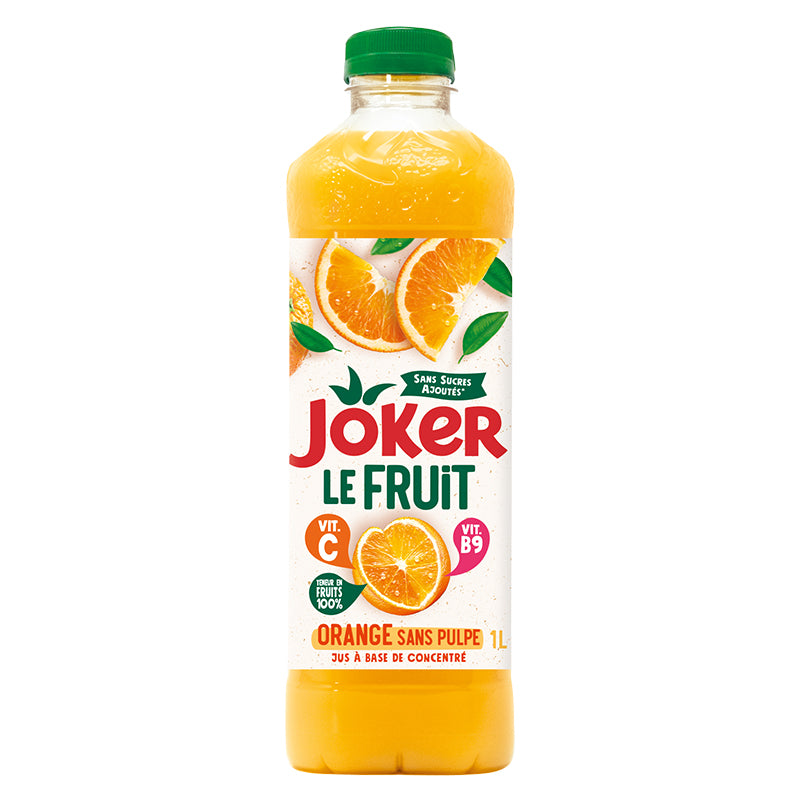Joker Pur Jus Orange 1 L Pack de 6 S/Puple PET – Jus d’Orange Naturel