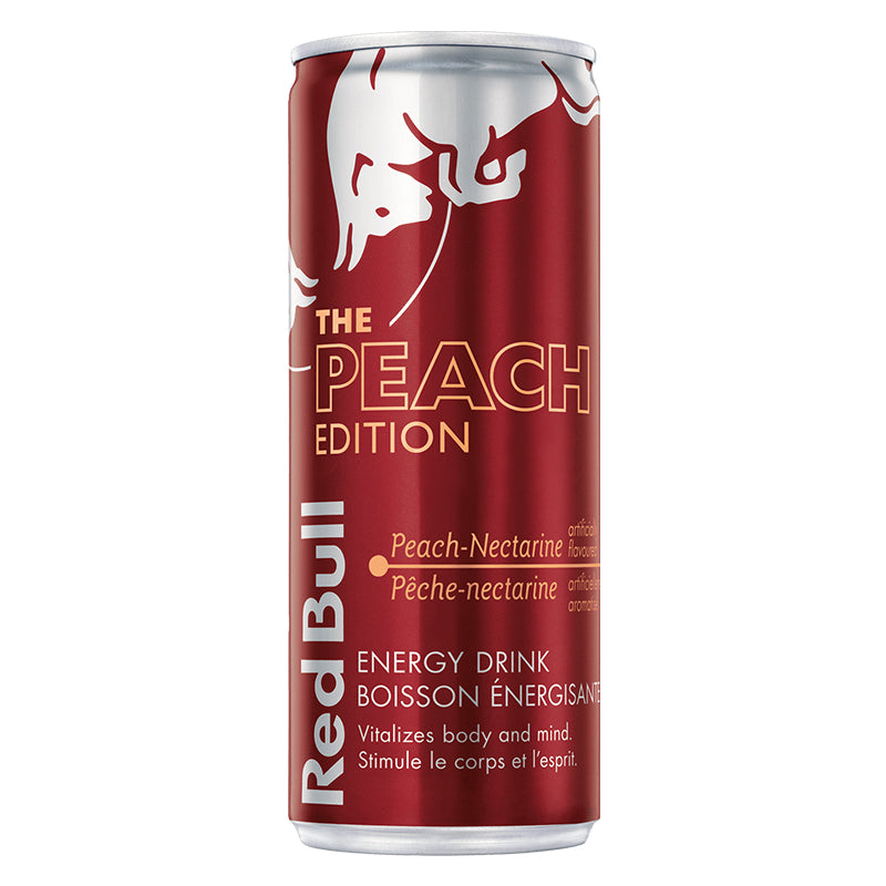 Red Bull Pêche Marron 250 ml Pack de 24 – Boisson Énergisante