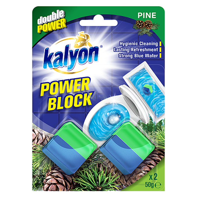Kalyon Block Réservoir Pin 2 x 50g x 12 – Bloc WC Parfum Pin