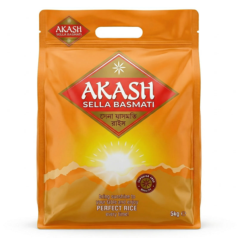 Riz basmati AKASH Sella 5kg – riz long grain de qualité supérieure