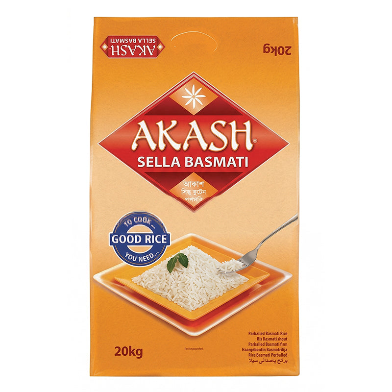 Riz basmati AKASH Sella 20kg – riz long grain de qualité supérieure
