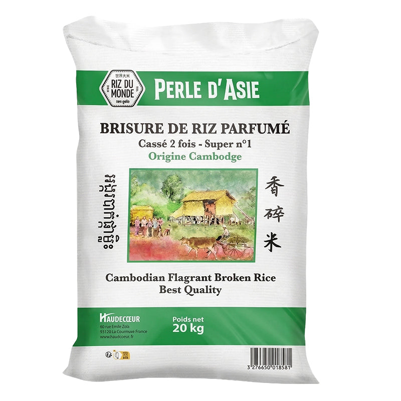 Riz cassé 2 fois Cambodge 20kg – promo, riz étuvé Perle Asie de qualité