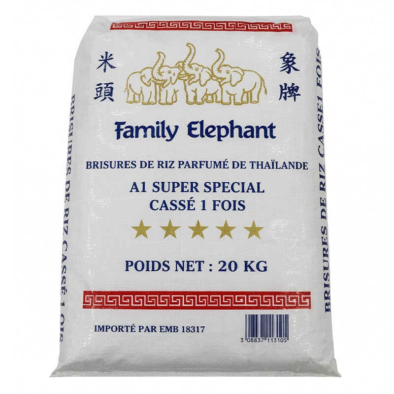 Riz cassé 1 fois Thailande 20kg FAMILY ELEPHANT – riz étuvé de qualité