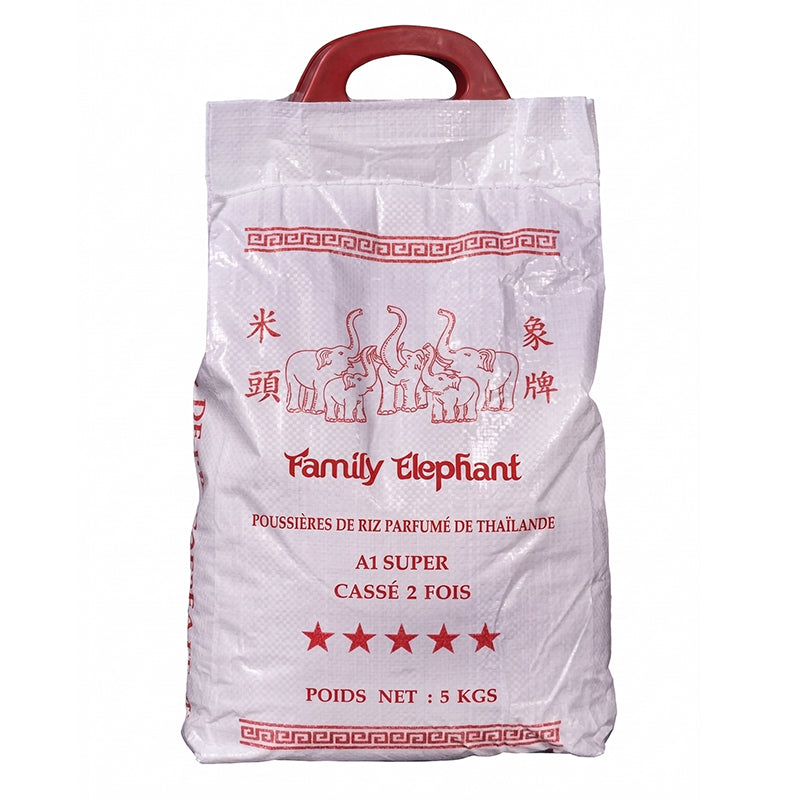 Riz A1 cassé 2 fois Thailande 5kg x5 FAMILY ELEPHANT – pack riz étuvé de qualité