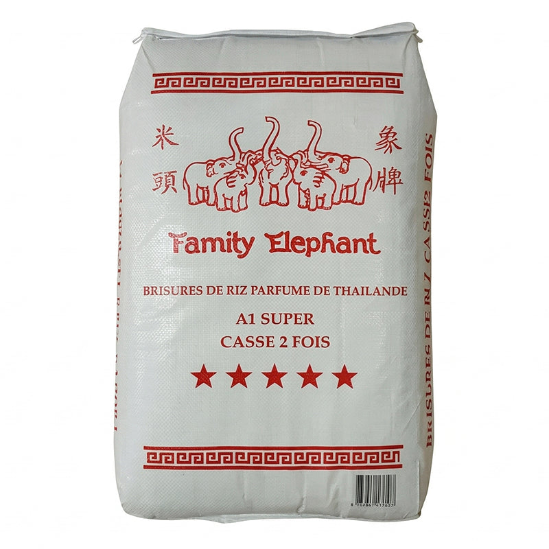 Riz cassé 2 fois Cambodge 1kg x15 FAMILY ELEPHANT – pack pratique de riz étuvé
