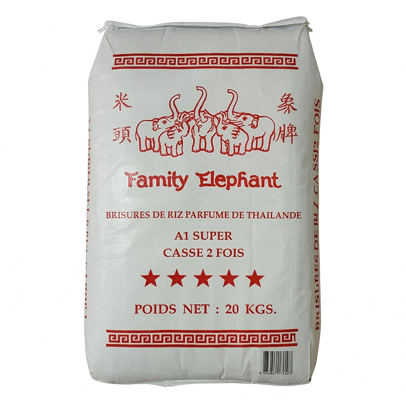 Broken rice 2 times Thailand 1kg x20 FAMILY ELEPHANT – practical pack of parboiled rice