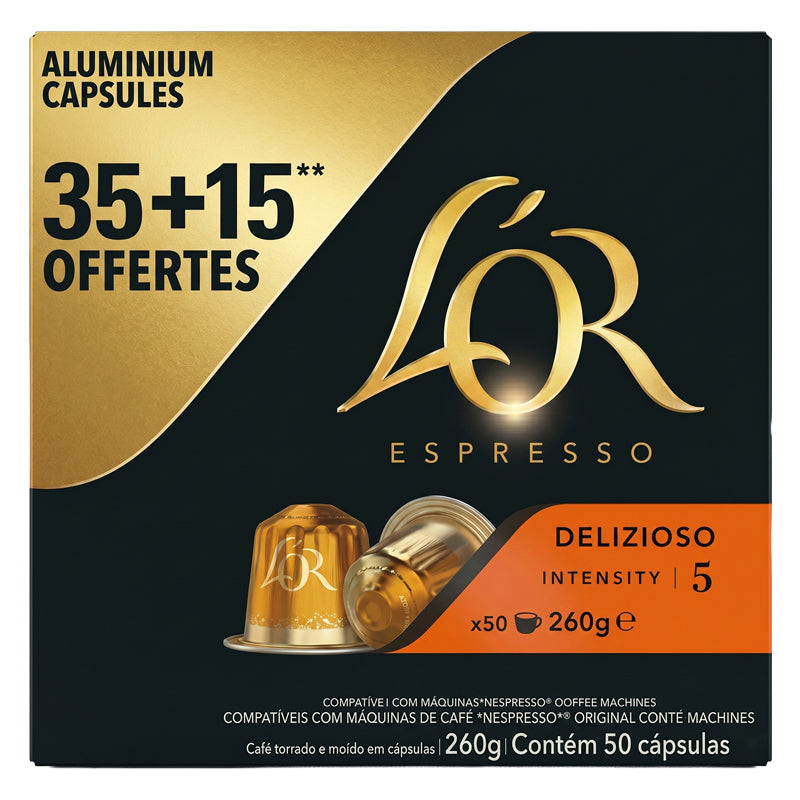 L’Or Espresso – 260g, Pack Promo 35 + 15 Capsules Offertes, Café Moulu / Capsules
