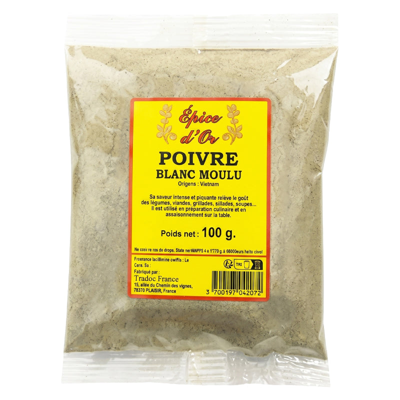 White Ground Pepper 100g x 20 Pack – Fine White Pepper for Gastronomy