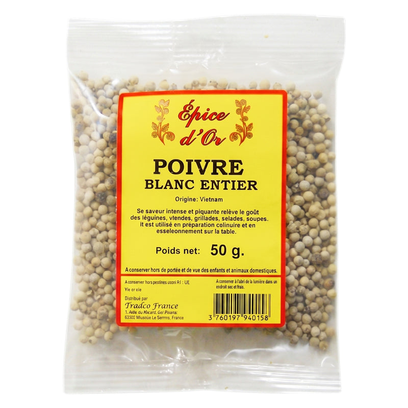 Whole White Peppercorns 50g x 20 Pack – Premium Quality Whole White Peppercorns