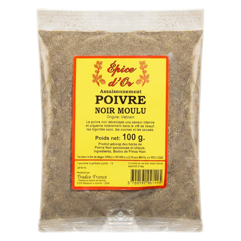 Epice d'Or Poivre Noir Moulu 100g x 20 Pack – Poivre Noir Fin de Qualité Supérieure