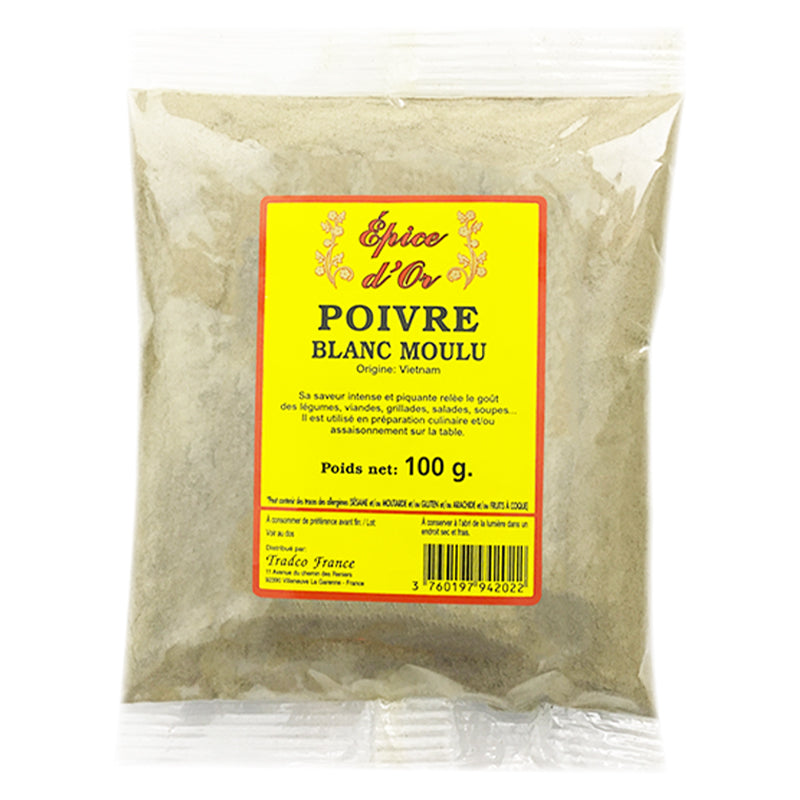 Poivre Blanc en Poudre 100g x 20 Pack – Poivre Blanc Fin de Haute Qualité