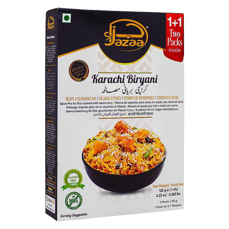 Jazaa Karachi Biryani 100g (Carton de 6) – Mélange d'Épices Authentique pour Riz