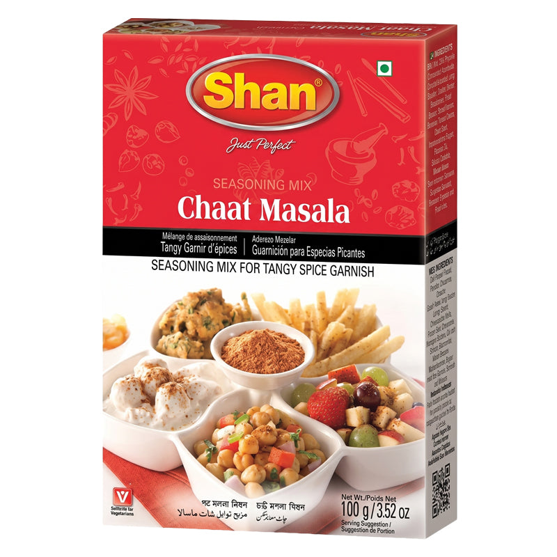 Shan Chaat Masala 100g x 6 Pack – Mélange d'Épices Acidulé pour Snacks et Salades