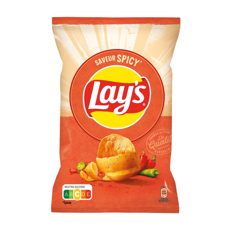 CHIPS LAYS SPICY 130G X 20 – Chips Épicées Saveur Piquante en Carton Grossiste Snack Apéritif