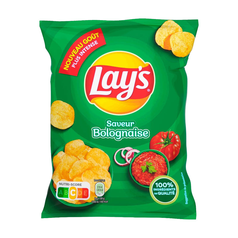 CHIPS LAYS BOLOGNAISE 130G X10 – Chips Saveur Bolognaise en Carton Grossiste Snack Apéritif